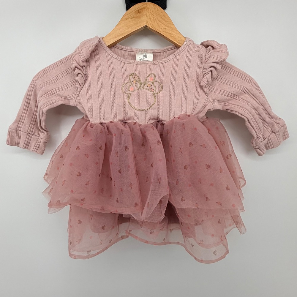 Disney Baby Minnie Mouse Pink Tutu Dress Long Sleeve Ruffle Tulle 18M
